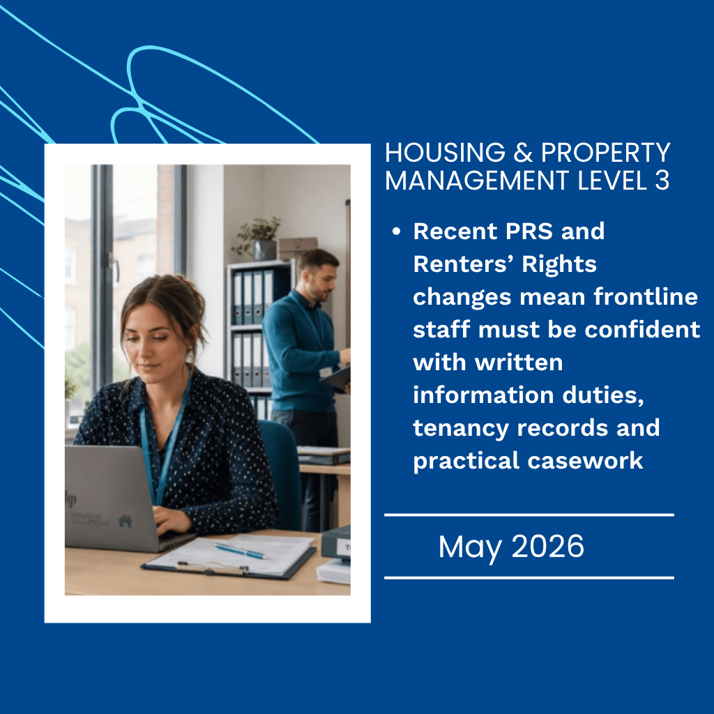 Priority access: Housing & Property Management Level 3 — now open for starts